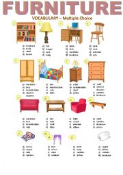 English Worksheet: FURNITURE-Multiple Choice