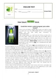 English Worksheet: Test - How smart homes work