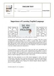 Test 10th - The importance of English Language