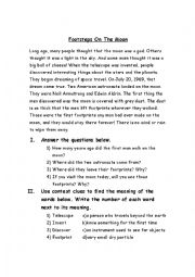 English Worksheet: Footsteps On The Moon