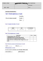 English Worksheet: Mid term test 2