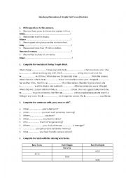 English Worksheet: revision of simple past tense