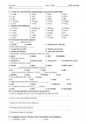 English Worksheet: New Headway - Test 45 mins - U9-14