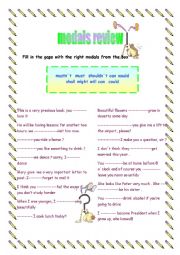 English Worksheet: Modals review