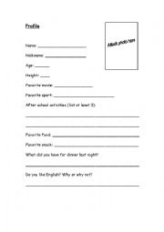 English Worksheet: Student profile