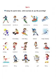 English Worksheet: sports