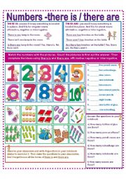 English Worksheet: NUMBERS - THERE IS/THERE ARE