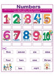 English Worksheet: NUMBERS TO PASTE