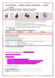 English Worksheet: module 4 lesson 5 Communication