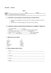 English Worksheet: Grammar and vocabulary quiz