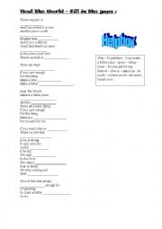 English Worksheet: Heal the world - fill the gaps