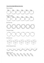 English Worksheet: Count and colour