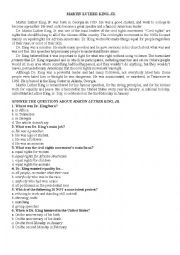 English Worksheet: Martin Luther King, Jr