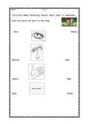 English Worksheet: Little Red Riding Hood senses