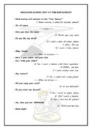 English Worksheet: dinning out at the restaurant