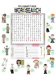 English Worksheet: Occupations WORDSEARCH