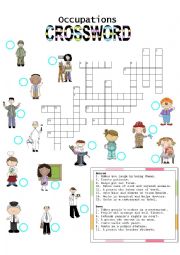 English Worksheet: Occupations CROSSWORD (1)