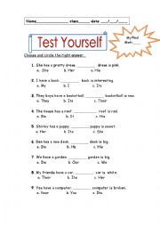 Test Yourself - possesive adjectives