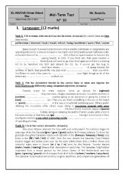 English Worksheet: devoir de controle num 1