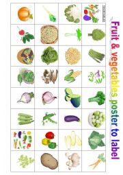 FRUIT AND VEGETABLES POSTER TO LABEL