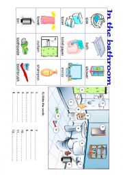 English Worksheet: In the bathroom