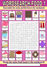 Food (desserts) Wordsearch