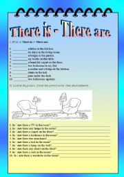 English Worksheet: There is - There are