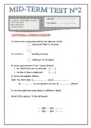 English Worksheet: listening comprehension and language test