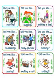 English Worksheet: Go fish - Did you like + verb + ing? (2/3)