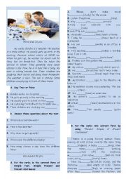 English Worksheet: EXAM FOR GRAMMAR, VOCABULARY AND READING