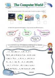 English Worksheet: The Computer World -computer verbs