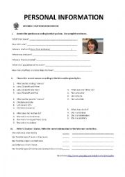 English Worksheet: PERSONAL INFORMATION - VIDEO