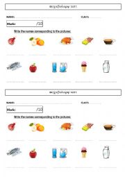 English Worksheet: Evaluation Voc Food