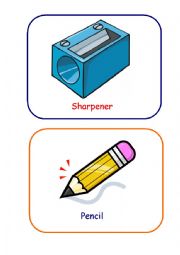 English Worksheet: School objects Flash-cards