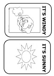 English Worksheet: Weather flashcards (Black and White)