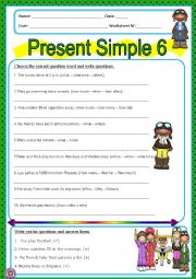 English Worksheet: Present SImple 6