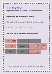 English Worksheet: Describing things