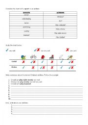 English Worksheet: Sports abilities