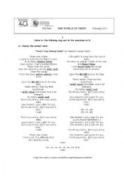 English Worksheet: teenage love