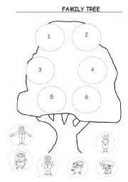 English Worksheet: Family Tree for Kindergarten