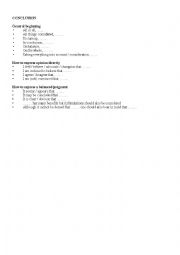 English Worksheet: Essay conclusion