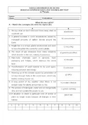 English Worksheet: vocabulary test - environment