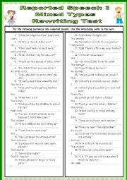 English Worksheet: Reported Speech 3.Rewritng Test.