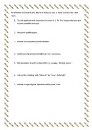 English Worksheet: CV writing rules