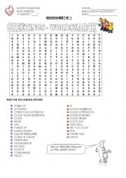 English Worksheet: Greetings Wordsearch