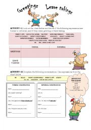 English Worksheet: Greeting, introduction and leave takings part1