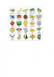 English Worksheet: animals bingo