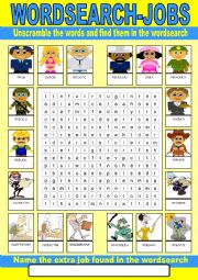 English Worksheet: Occupations Wordsearch