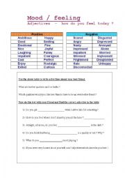 English Worksheet: Mood - feeling - adjectives