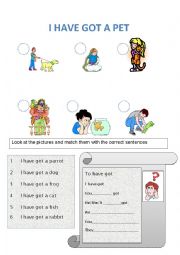 English Worksheet: I have got a pet